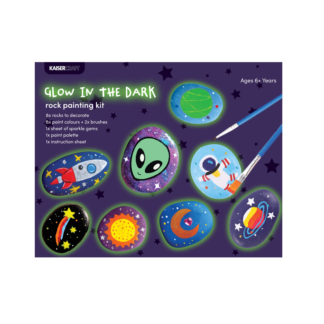 Kaiser Creative Club - Kids 8pk Rock Painting Kit - GLOW IN THE DARK